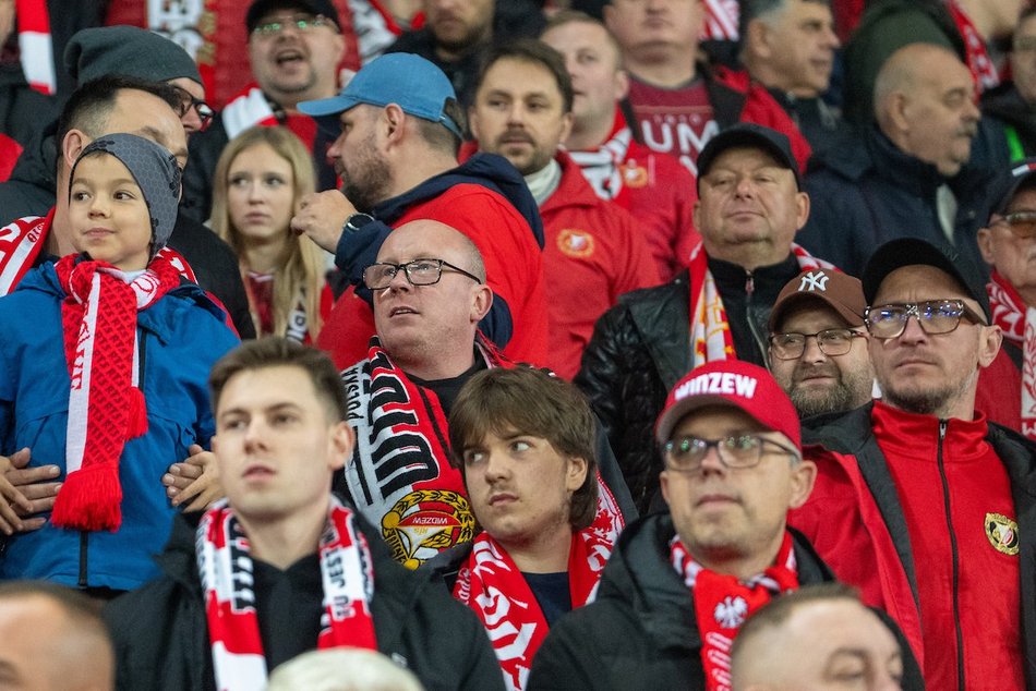 Kibice na meczu Widzewa Łódź z Radomiakiem Radom