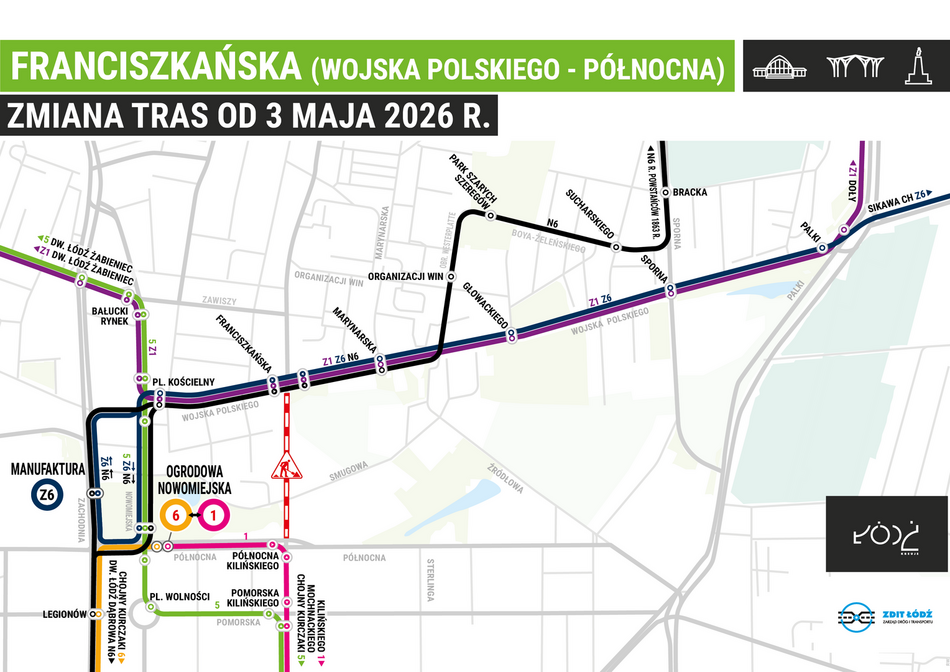 Łódź. Remont Franciszkańskiej w Łodzi. Zmiany w ruchu i MPK Łódź