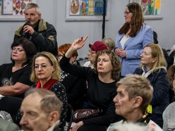 Łódź. Kolej Dużych Prędkości w Łodzi. Pełna sala na spotkaniu z inwestorem i wykonawcą