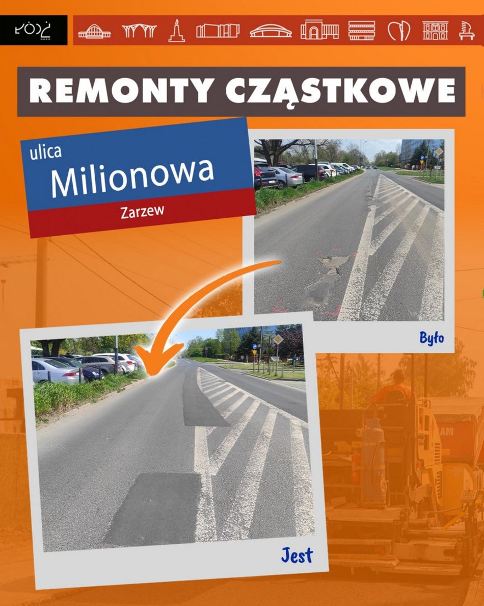 Remont cząstkowy na ulicy Milionowej w Łodzi