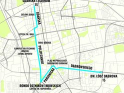 MPK Łódź - trasa linii nr 15 - mapa