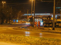 Nocne remonty torowiska MPK Łódź przy Rondzie Lotników Lwowskich