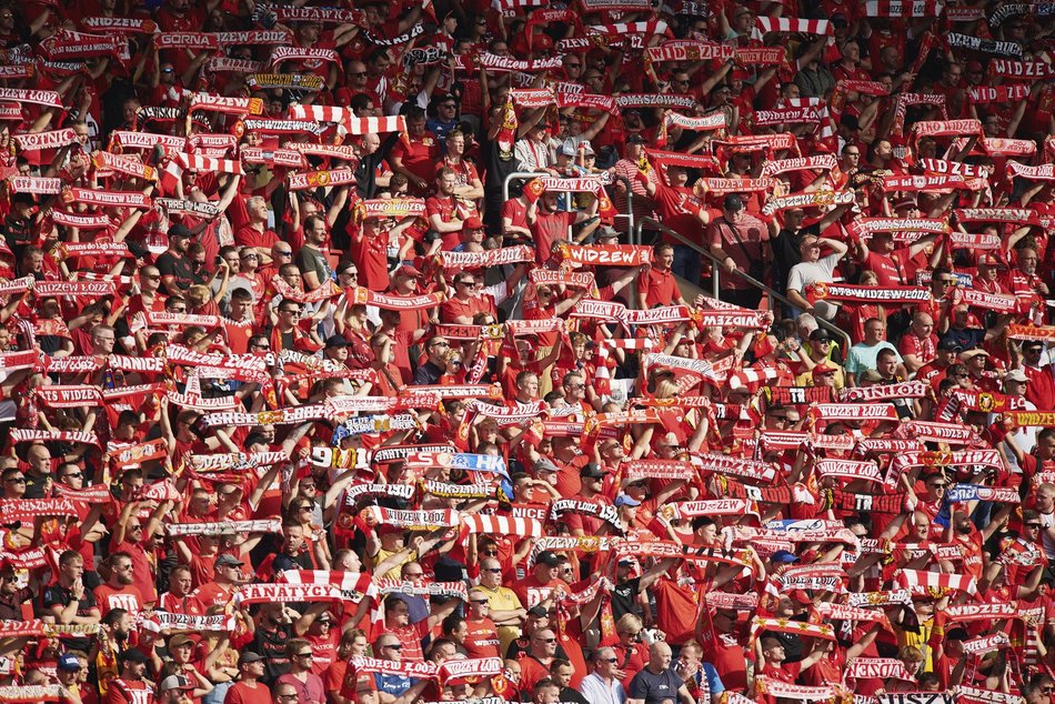 Kibice na meczu Widzew Łódź - Cracovia