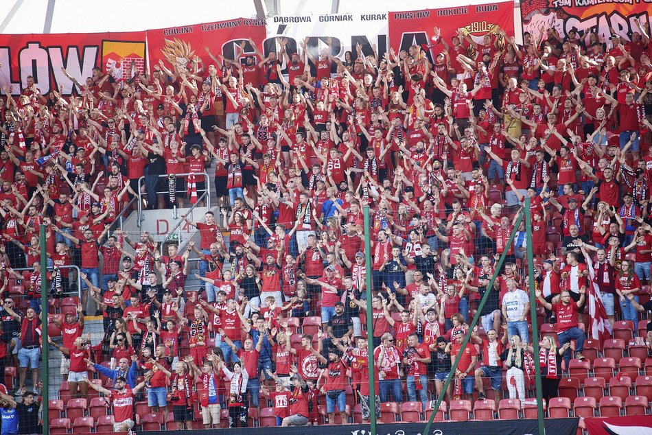 Kibice na meczu Widzew Łódź - Cracovia