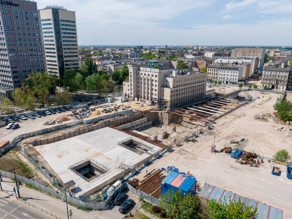 Łódź. Kolej Dużych Prędkości w Łodzi. Budowa komory przy Sienkiewicza