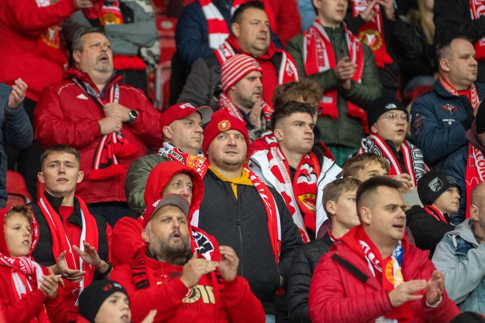 Kibice na meczu Widzewa Łódź z Radomiakiem Radom