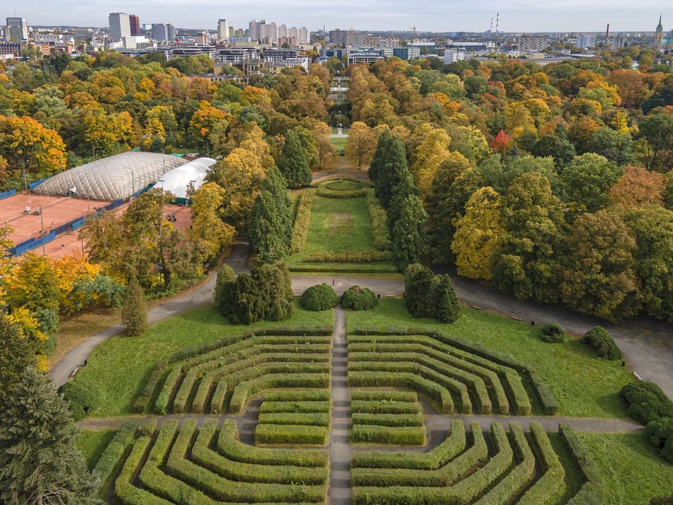 Park Poniatowskiego - labirynt z lotu ptaka