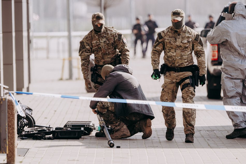 Ćwiczenia służb specjalnych na stadionie im. Władysława Króla w Łodzi