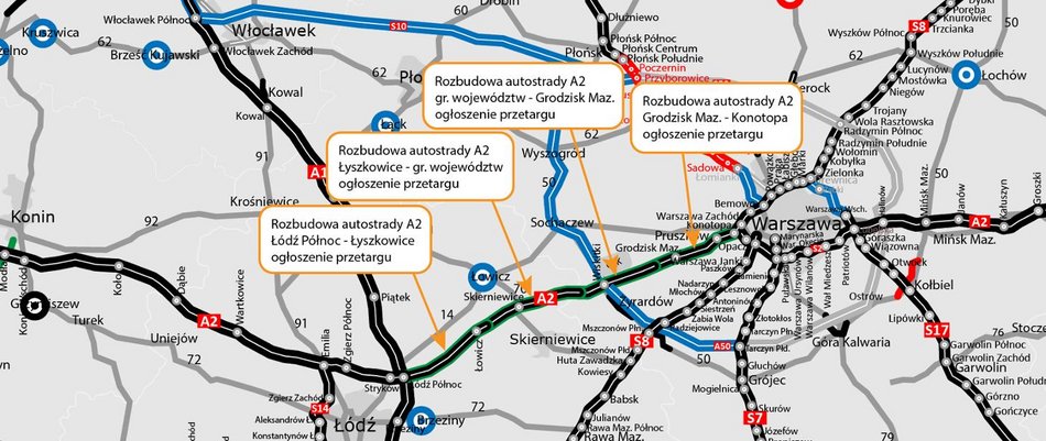 Łódź. Rozbudowa autostrady A2 między Łodzią a Warszawą. Ruszają przetargi!