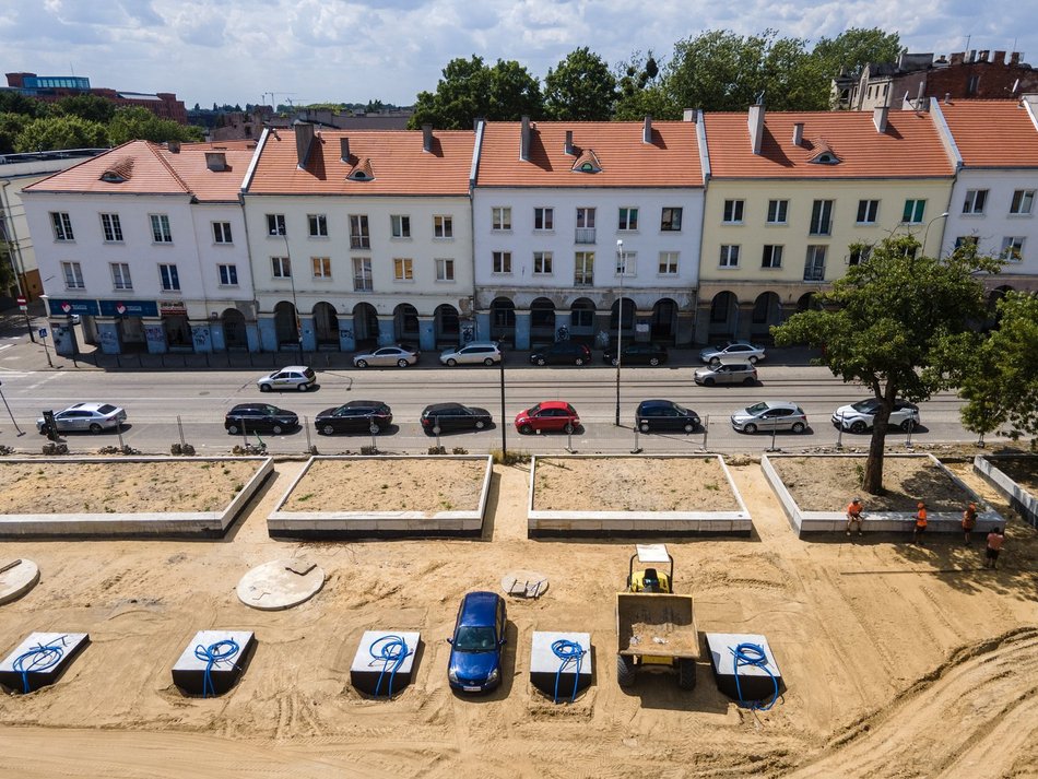 Prace budowlane na Starym Rynku w Łodzi