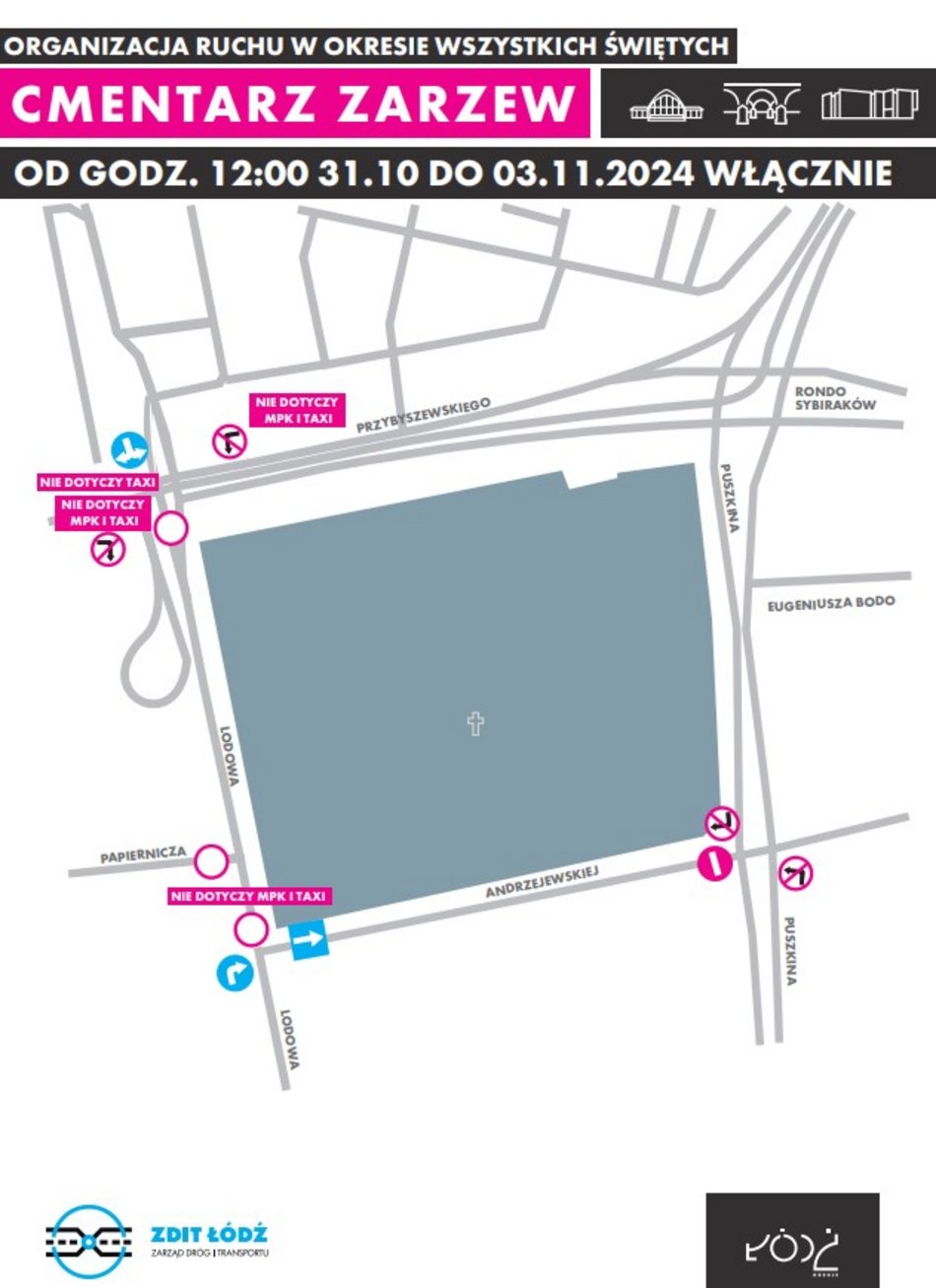 Jak dojechać na cmentarze w Łodzi we Wszystkich świętych 2024