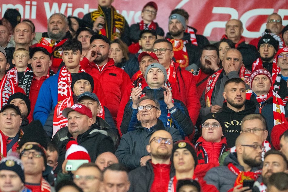 Kibice na meczu Widzewa Łódź z Radomiakiem Radom