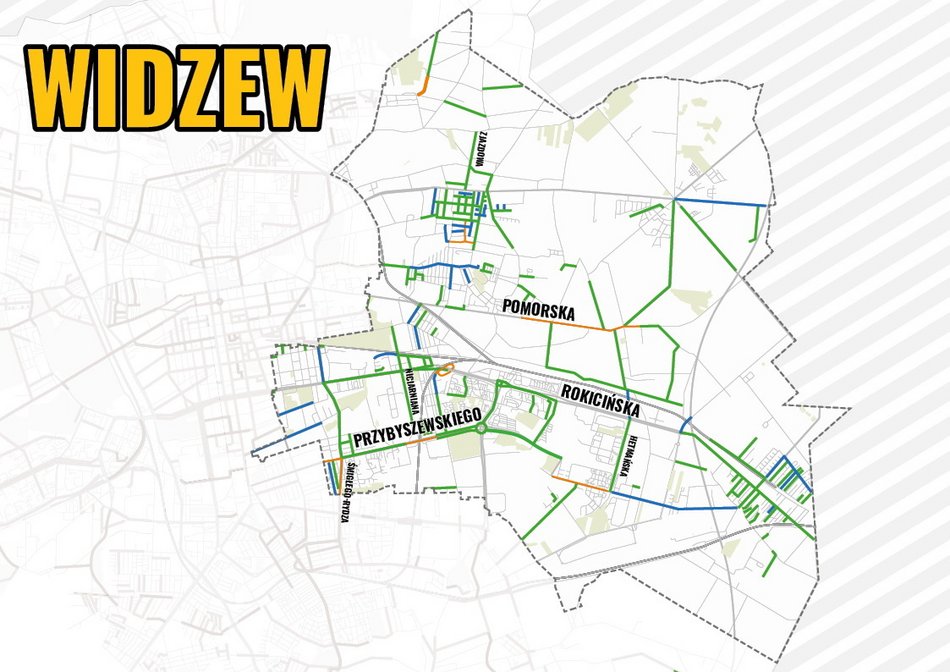 Mapa remontów dróg w Łodzi - Widzew