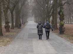 Łódź. Spacerowicze w parku Poniatowskiego