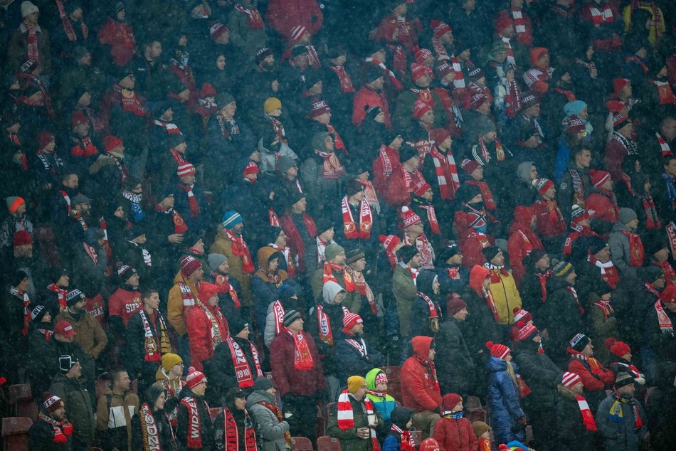 Kibice na meczu Widzewa Łódź z Radomiakiem Radom