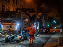 Remont Żeromskiego w nocy