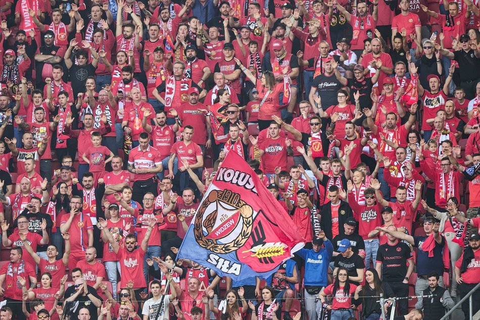 Kibice na meczu Widzewa Łódź
