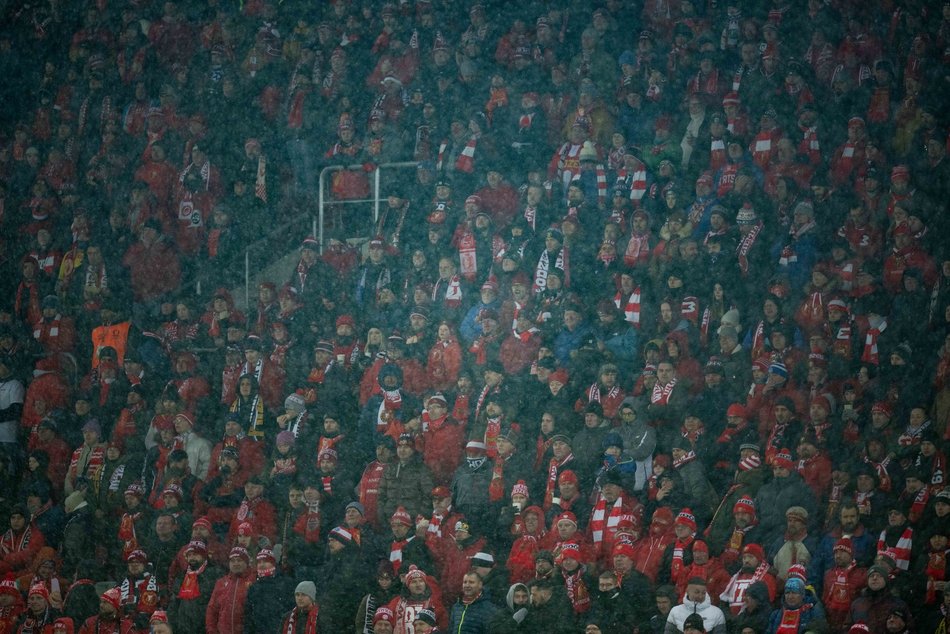 Kibice na meczu Widzewa Łódź z Radomiakiem Radom