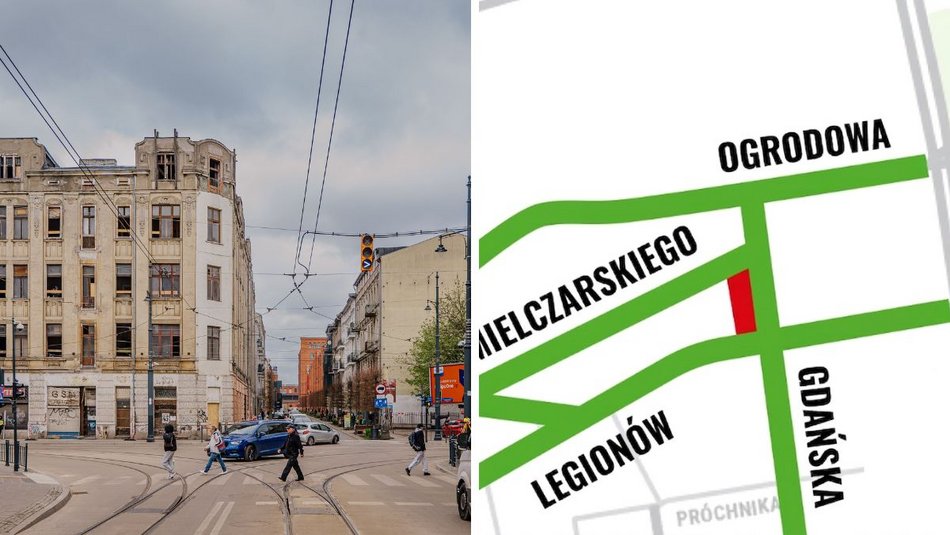Łódź. Zmiany w ruchu przy Gdańskiej i Legionów w Łodzi. Nowy etap rewitalizacji zabytkowej ruiny