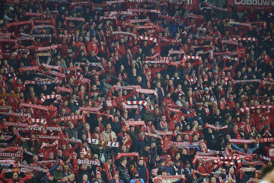 Kibice na meczu Widzew Łódź – Warta Poznań