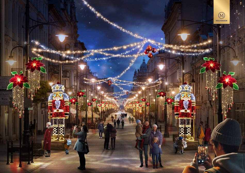 Łódź. Nowa iluminacja na Piotrkowskiej