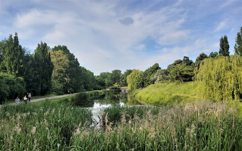 Łódź. Rzeka Łódka w parku Helenów w Łodzi