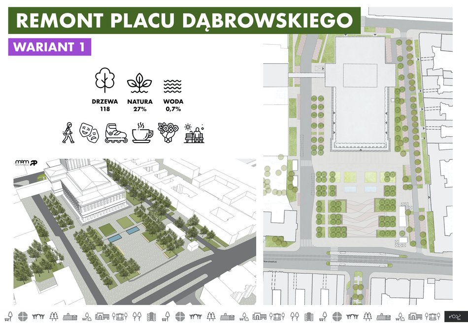 Plac Dąbrowskiego remont - wariant 1