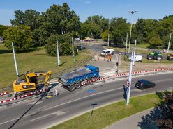 Rondo Lotników Lwowskich - prace przy torowisku