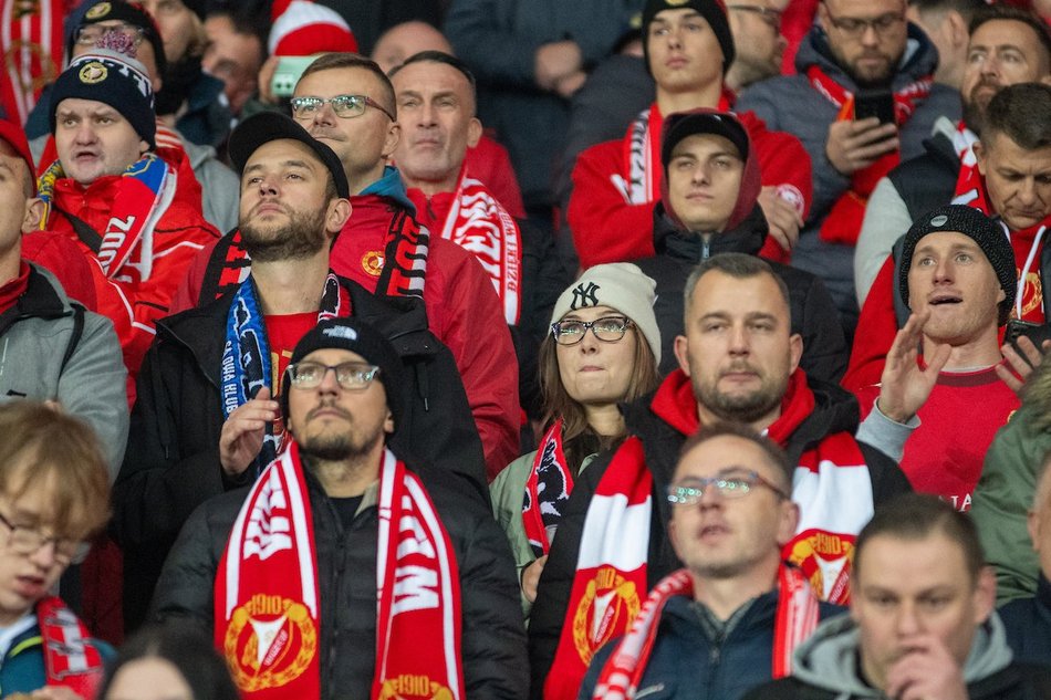 Kibice na meczu Widzewa Łódź z Radomiakiem Radom