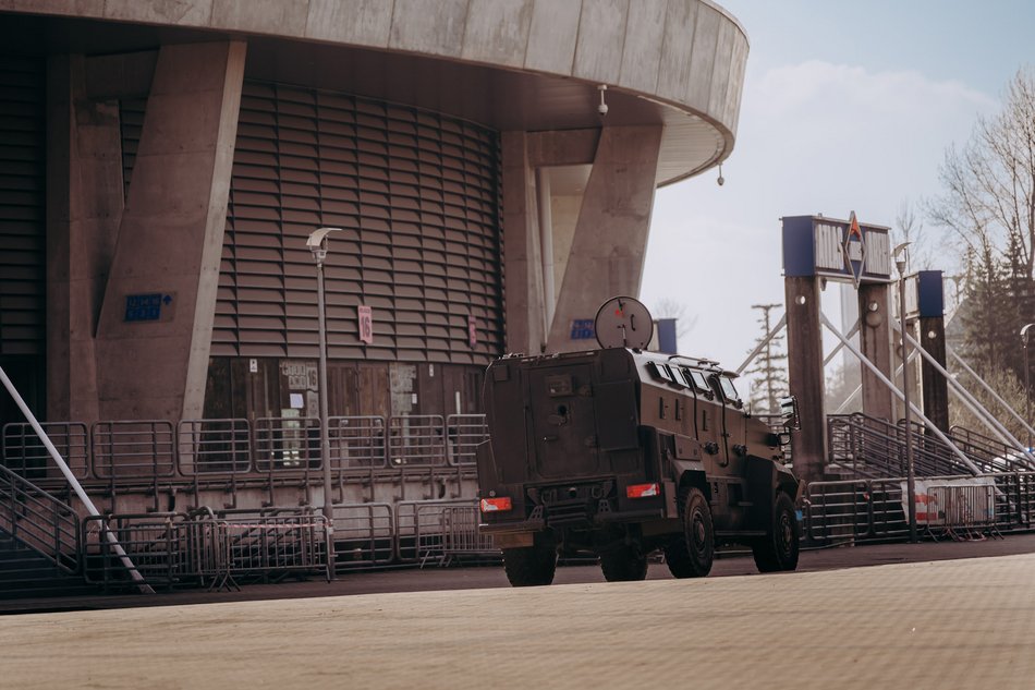 Ćwiczenia służb specjalnych na stadionie im. Władysława Króla w Łodzi