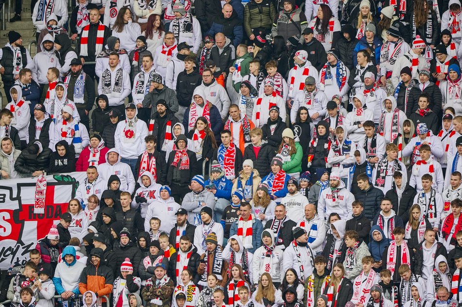 Kibice na meczu ŁKS Łódź - Lech Poznań