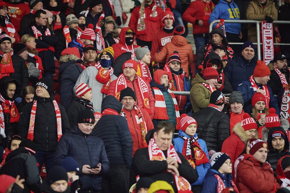 Kibice na meczu Widzewa Łódź - Pogoń Szczecin