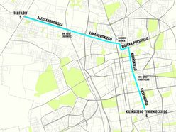 MPK Łódź - trasa linii nr 5 - mapa