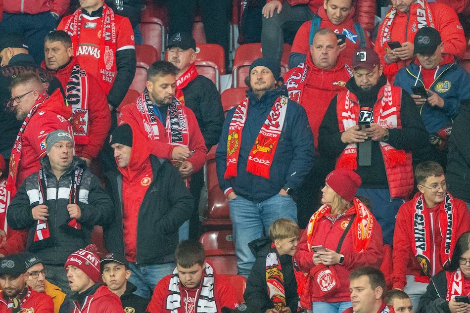 Kibice na meczu Widzewa Łódź z Radomiakiem Radom