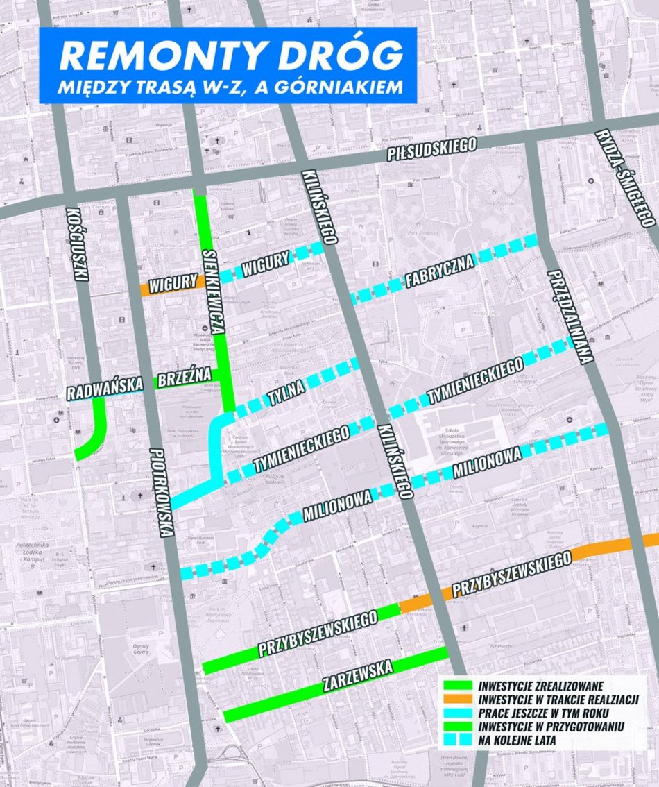 Remonty dróg w Śródmieściu Łodzi