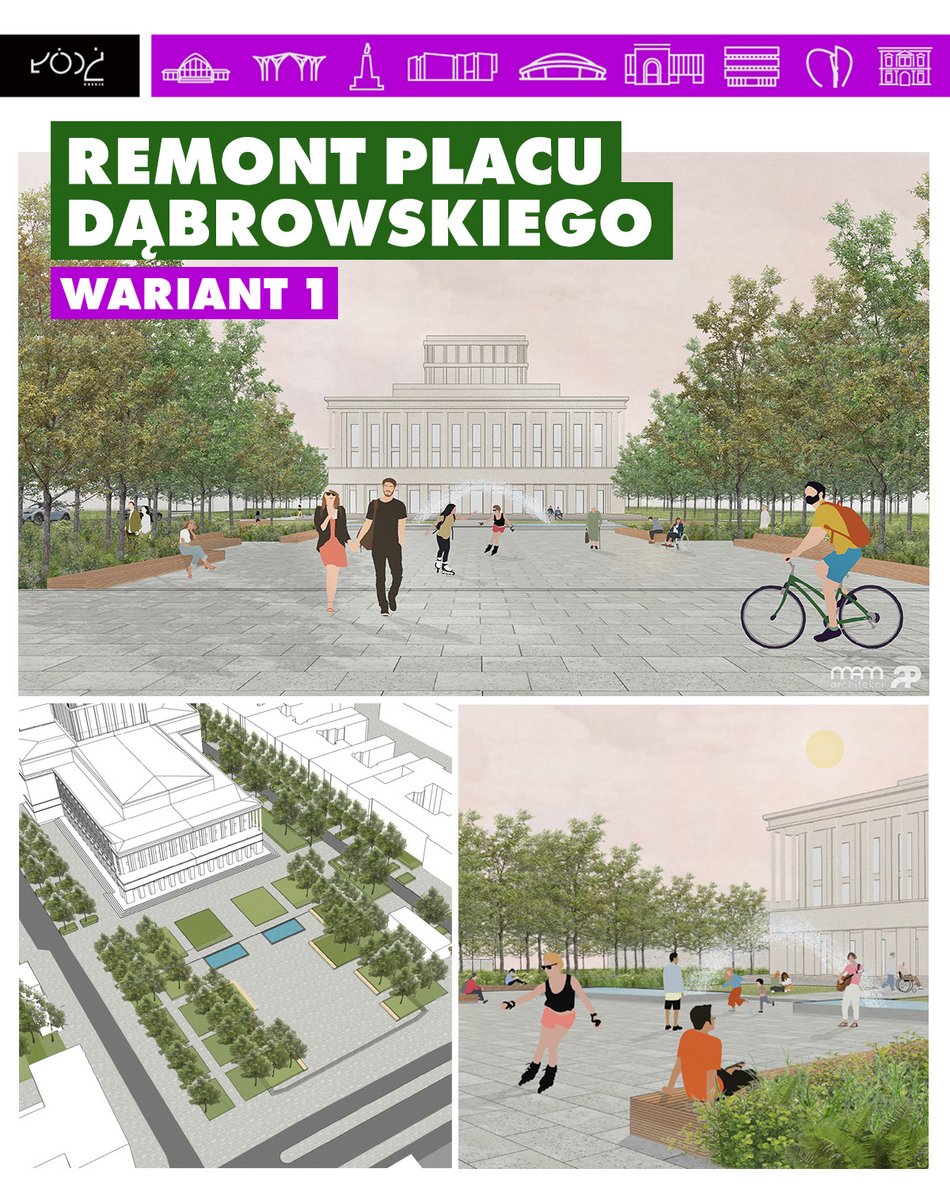 Plac Dąbrowskiego remont - wariant 1