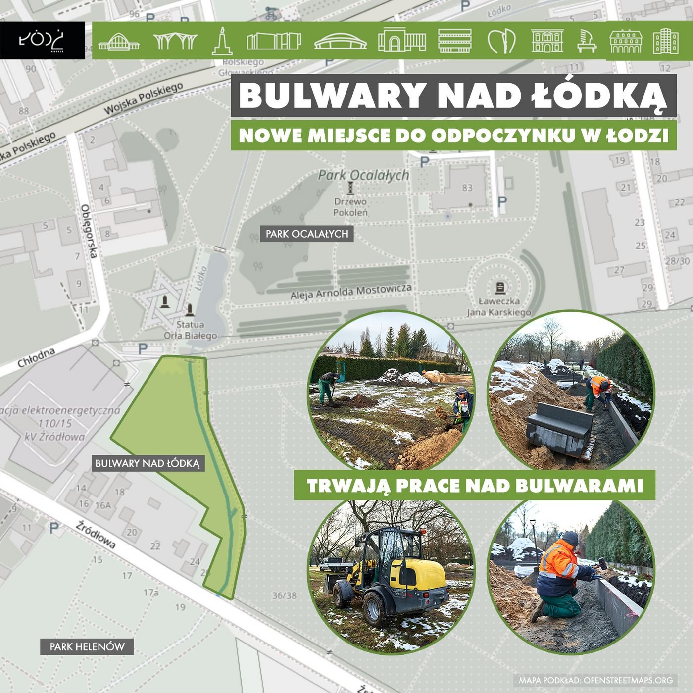 Bulwary nad Łódką - mapa 