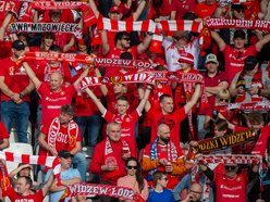 Kibice na meczu Widzewa Łódź z Koroną Kielce