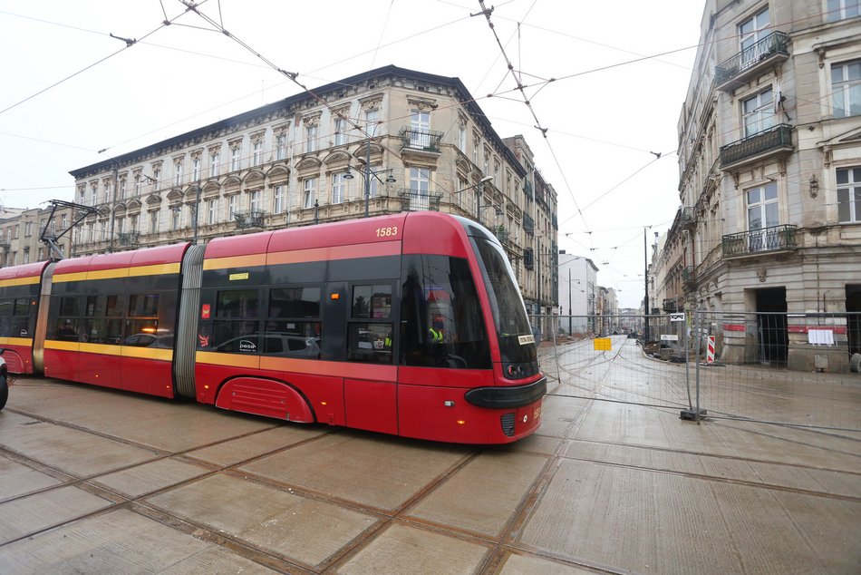 Tramwaj testowy MPK Łódź na ul. Zachodniej