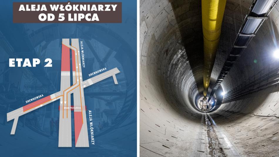 Tunel średnicowy pod Łodzią - 2 etap prac na al. Włókniarzy mapa