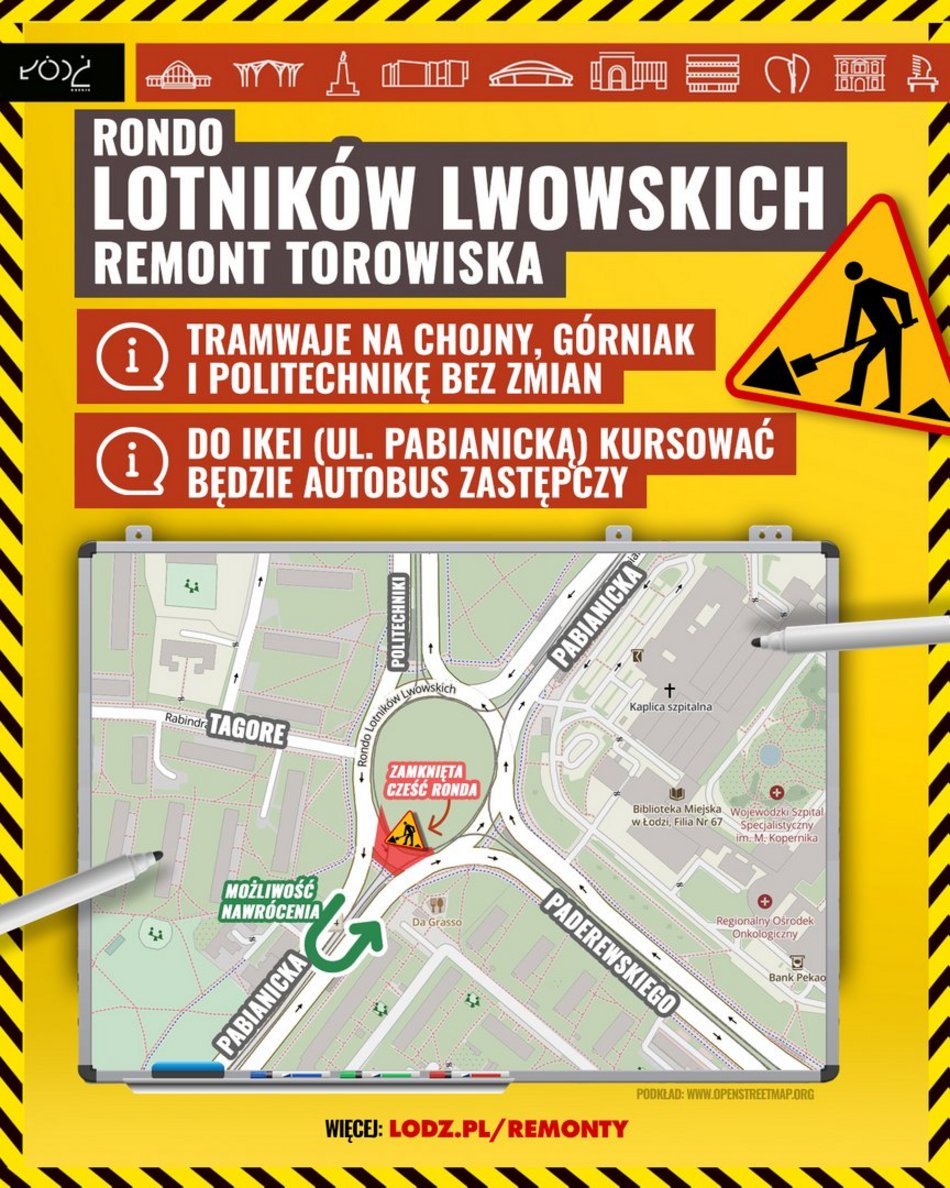 Remont torowiska na Rondzie Lotników Lwowskich. Kiedy start prac?