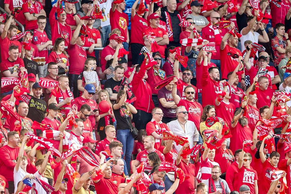 Kibice na meczu Widzewa Łódź