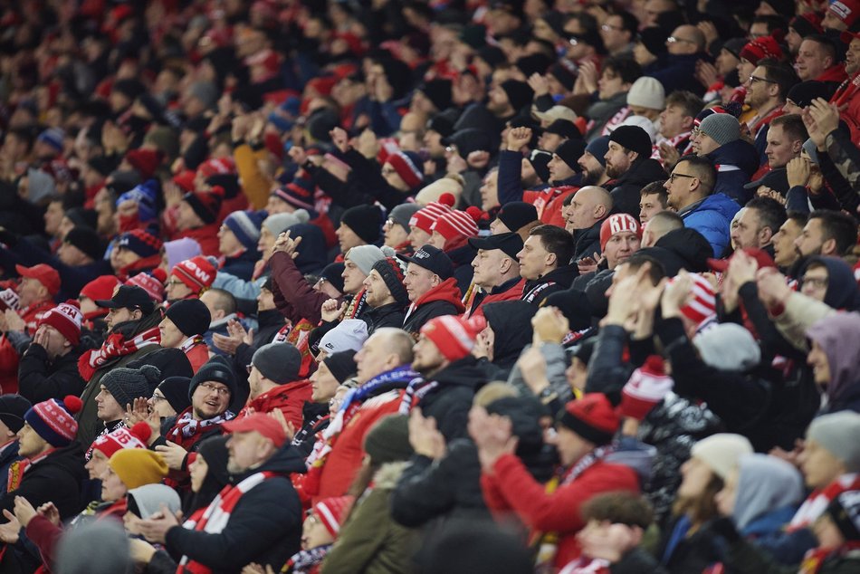 Mecz Widzew Łódź–Śląsk Wrocław, kibice na trybunach, zdjęcia