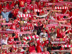 Kibice na meczu Widzewa Łódź