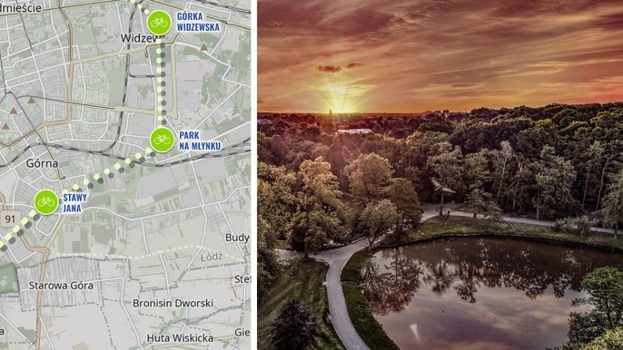 mapa rowerowa i zdjęcie parku