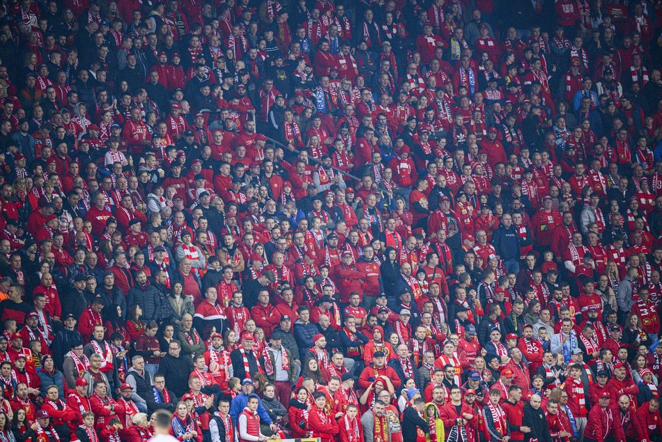 Kibice na meczu Widzewa Łódź z Górnikiem Zabrze