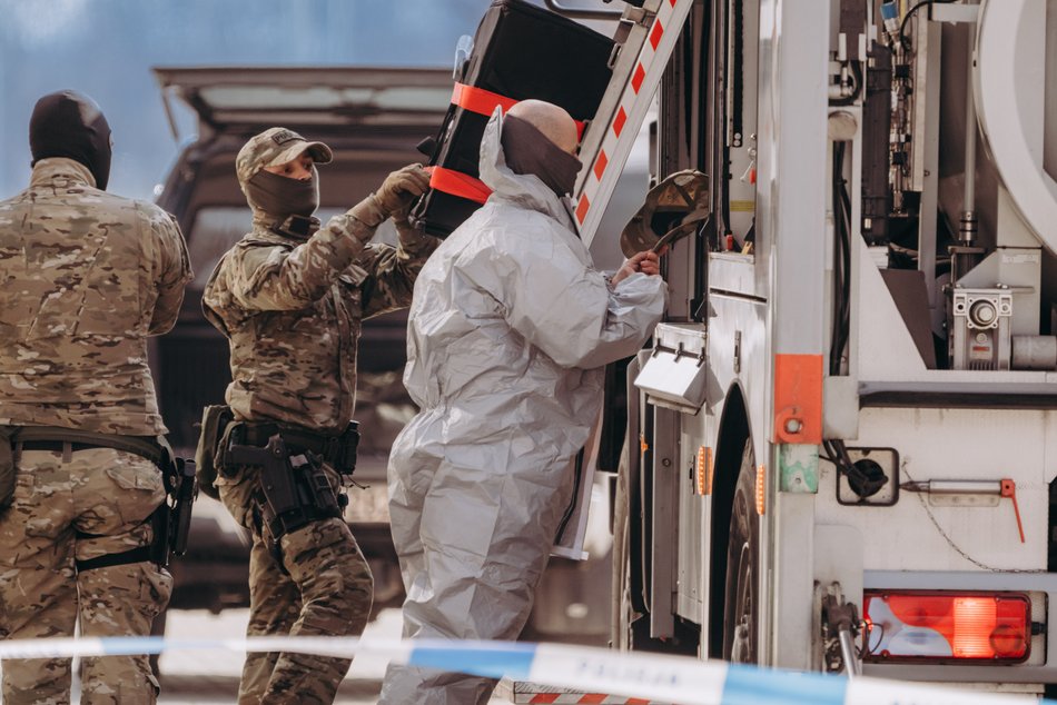 Ćwiczenia służb specjalnych na stadionie im. Władysława Króla w Łodzi