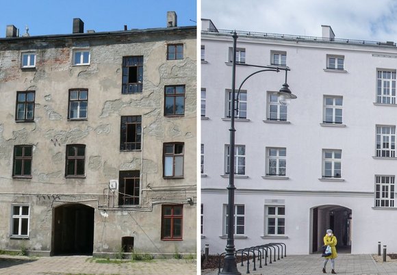 Kamienica przy ul. Sienkiewicza 56 przed i po remoncie