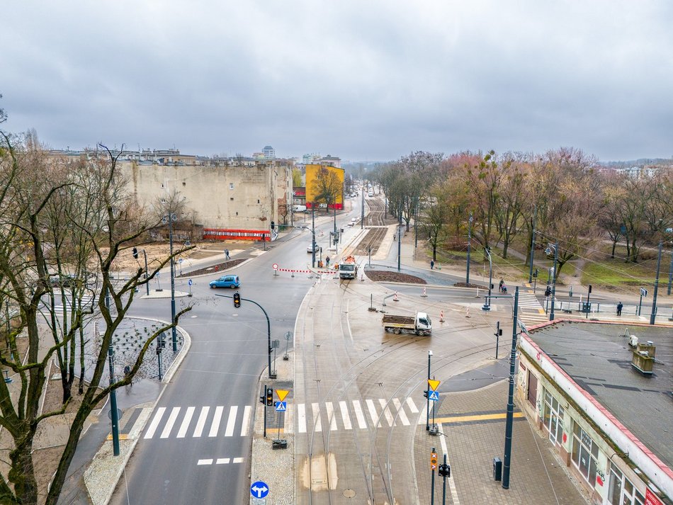 remont ulicy widziany z lotu ptaka