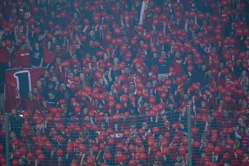 Kibice na meczu Widzewa Łódź z Górnikiem Zabrze